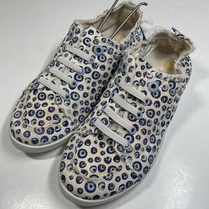 Vionic Beach Pismo Blue White Circular Print Slip On Sneakers Women 6.5 NEW